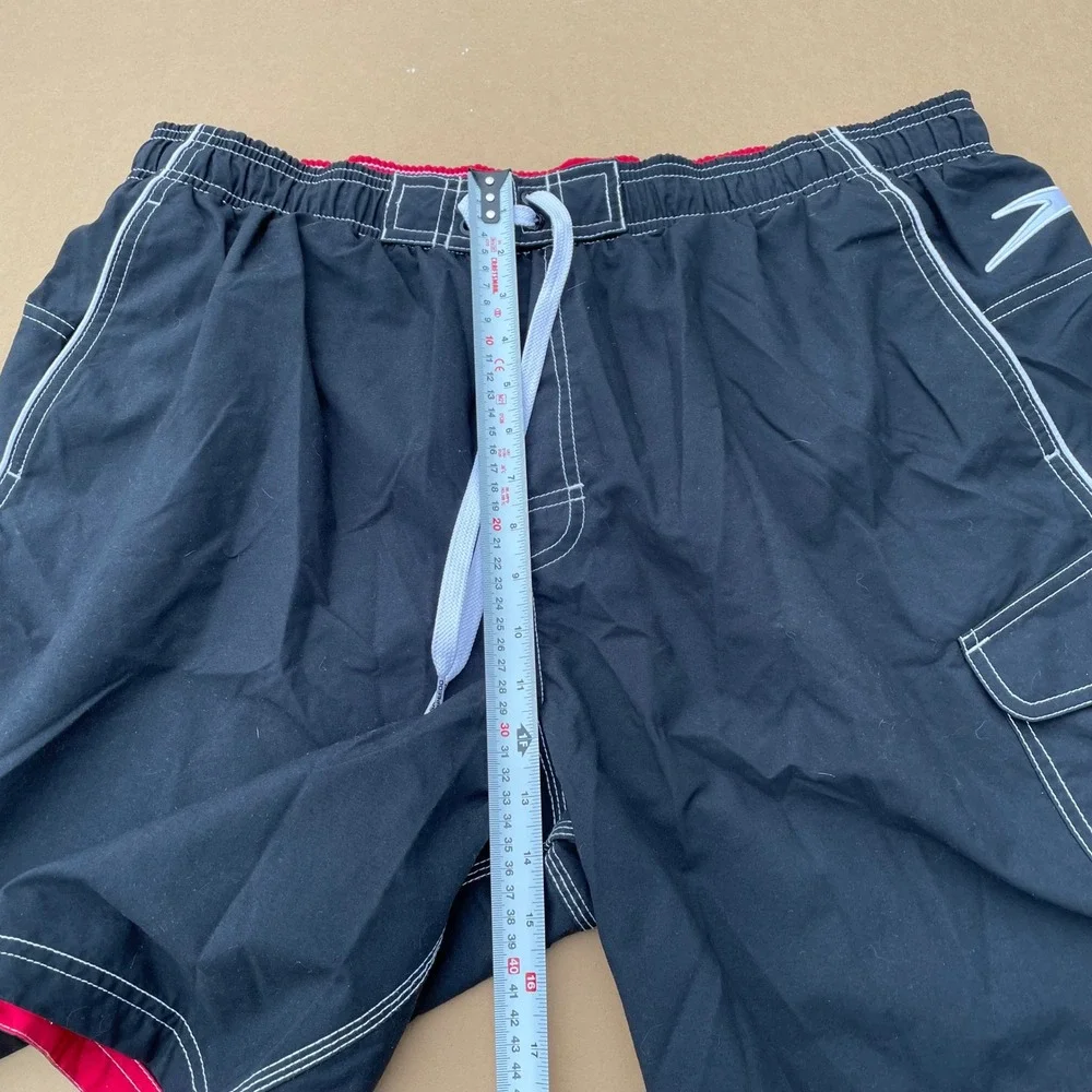 Speedo Swim Trunks Mens XL Black Beach Pool Built-in Mesh Liner Drawstrings